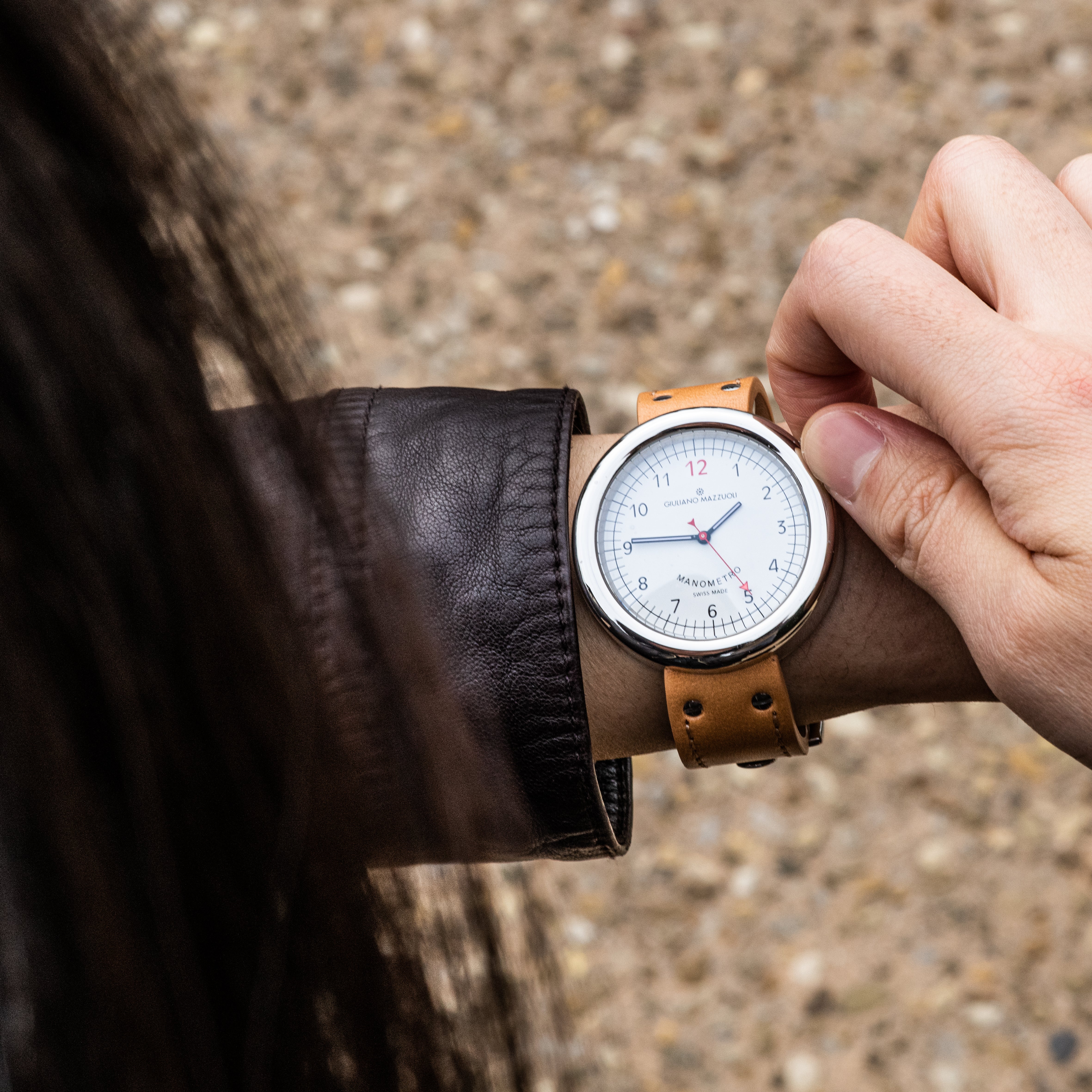 Watch in steel Manometro Polished White Mazzuoli