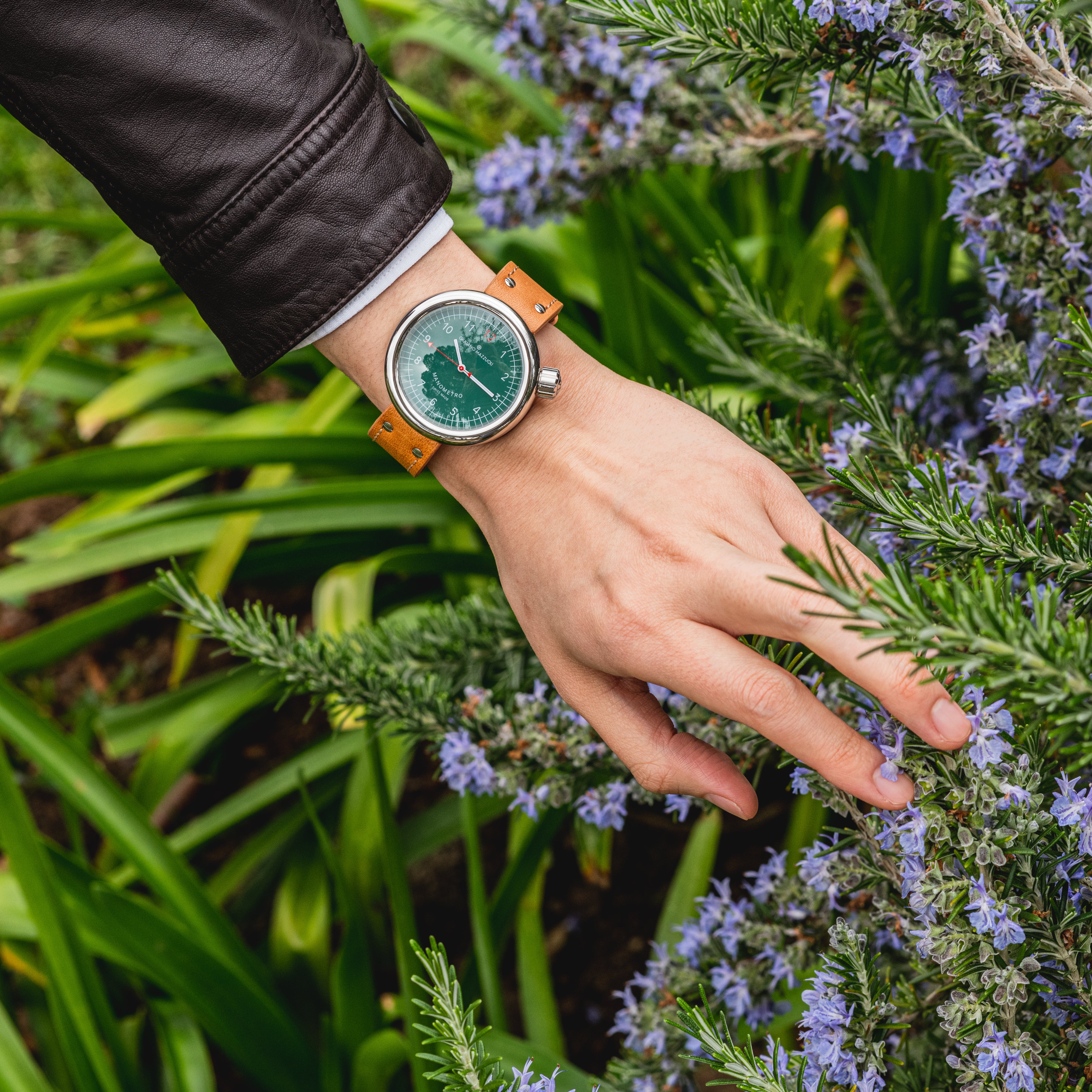 Watch in steel Manometro Compressed Polished Green Mazzuoli