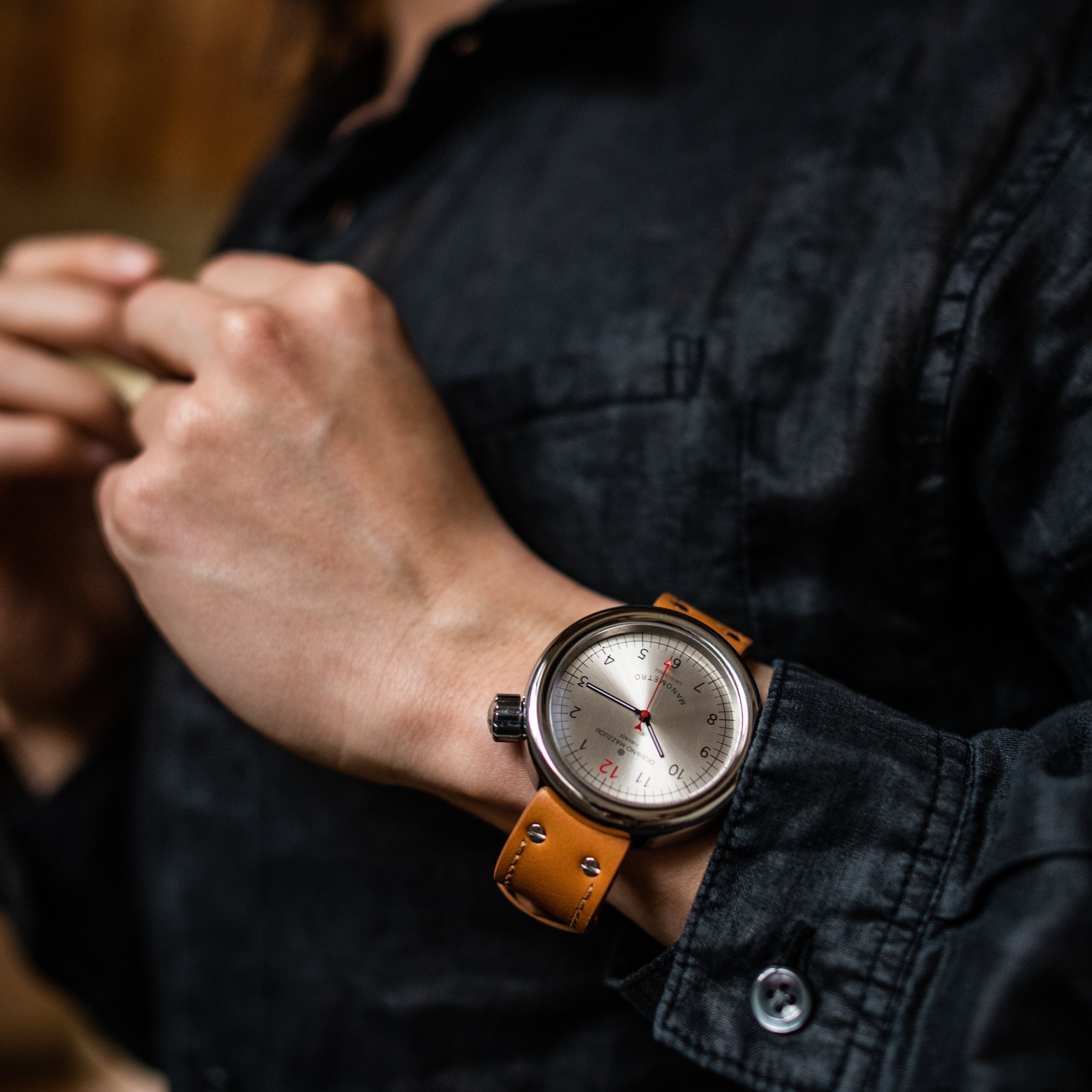 Watch in steel Manometro Compressed Polished Silver Mazzuoli