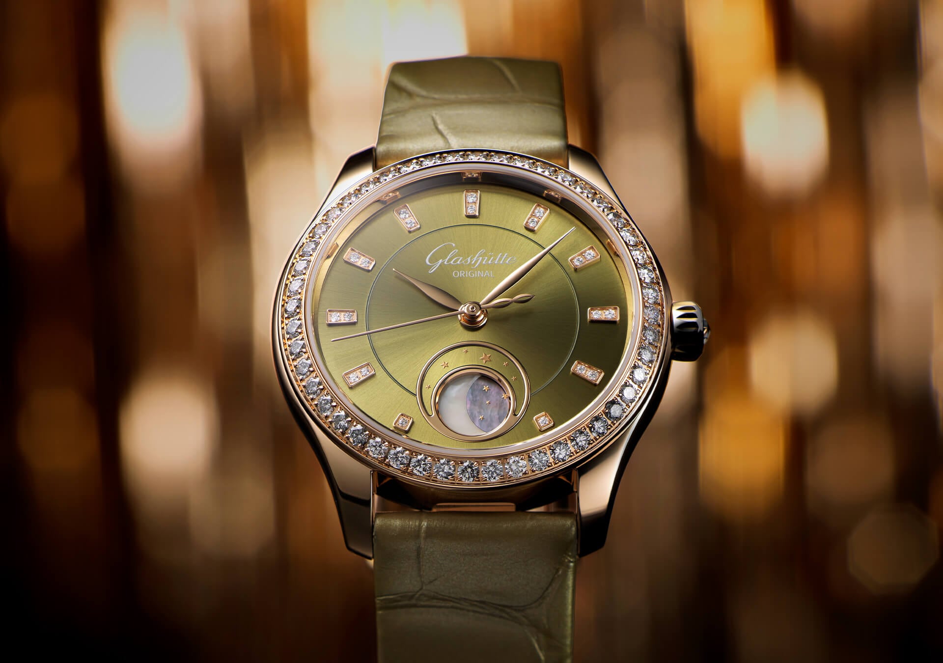 Watch in rose gold Serenade Luna Glashutte original