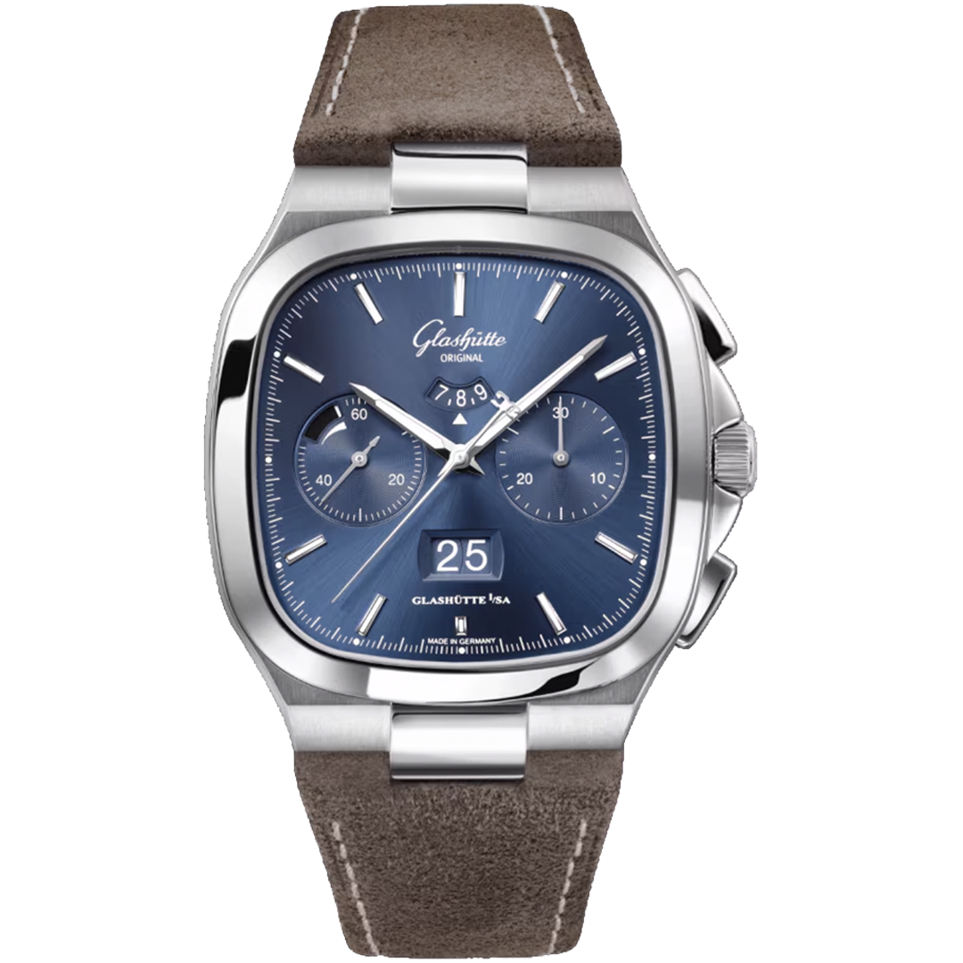 Orologio in acciaio Seventies Chronograph Panorama Date Glashutte original