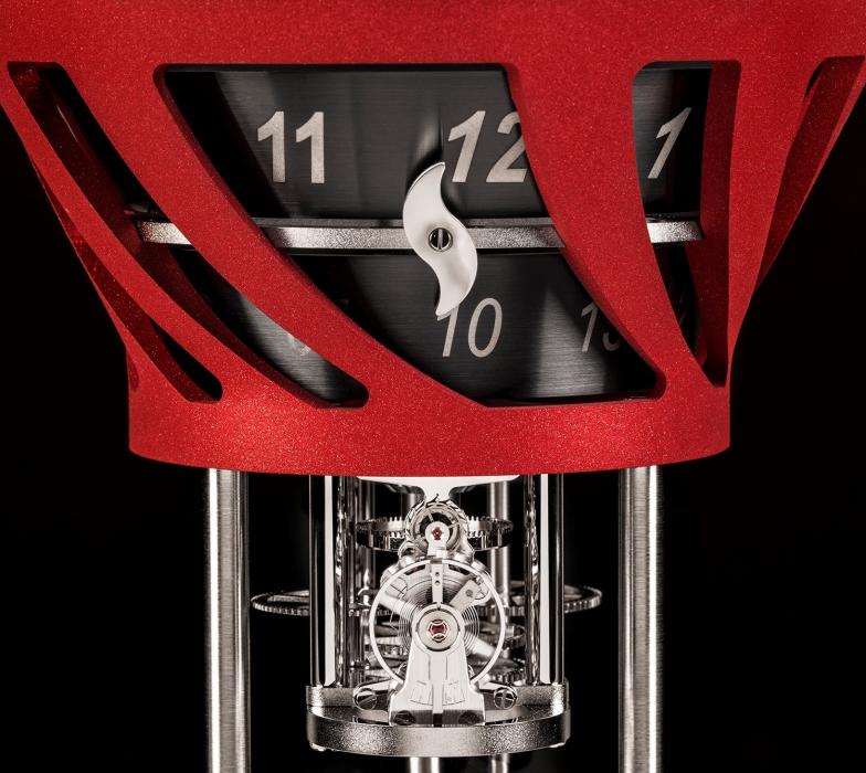 Table clock in steel and palladium Hot Balloon L epee