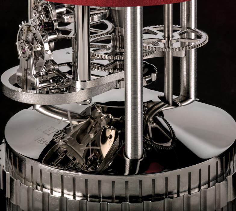 Table clock in steel and palladium Hot Balloon L epee