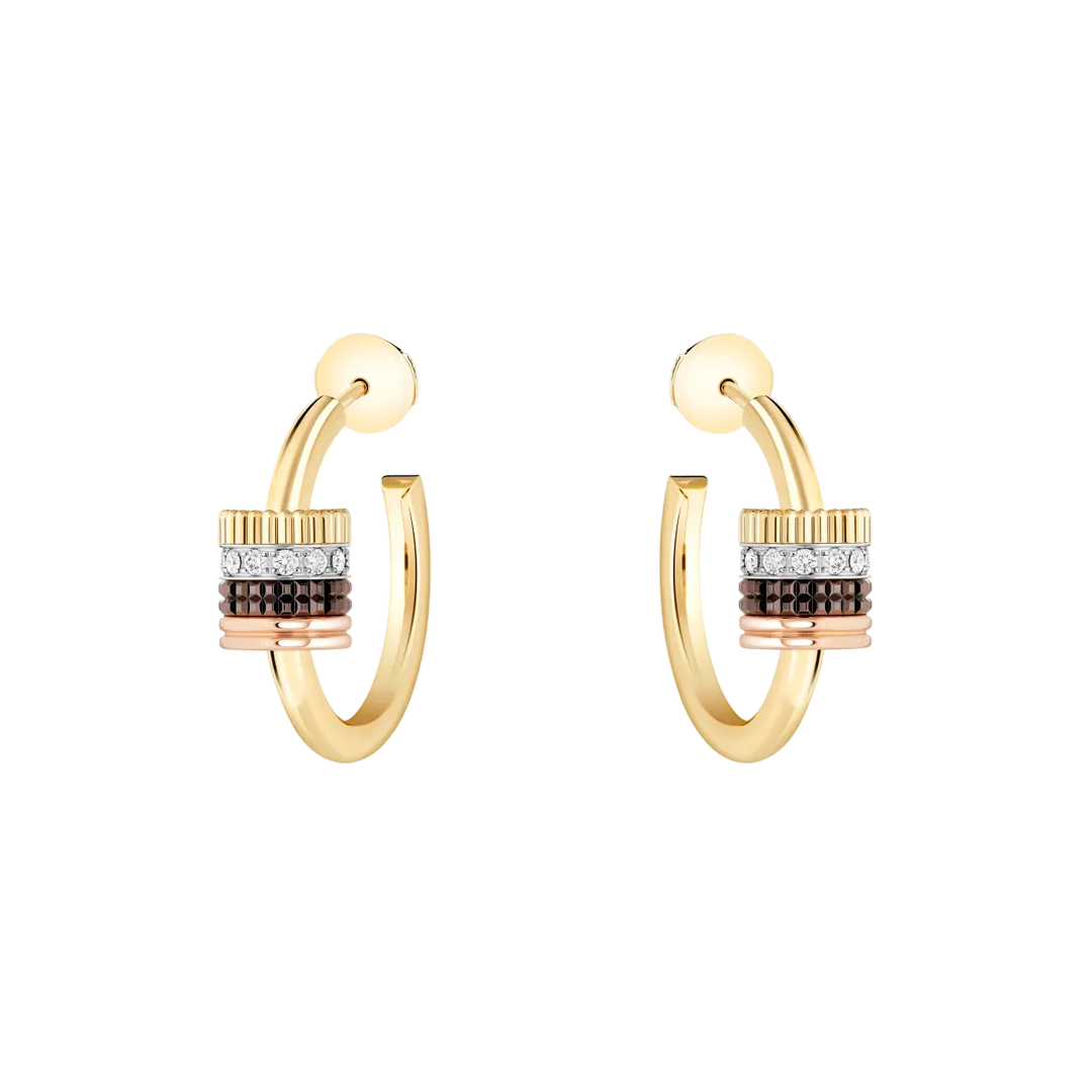 Earrings in white, yellow, and rose gold Quatre Classique Hoop Earrings Boucheron