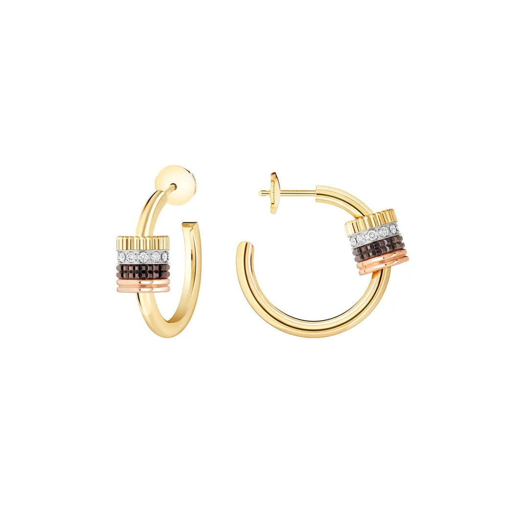 Gioiello in oro bianco giallo rosa Orecchini a cerchio Quatre Classique Boucheron