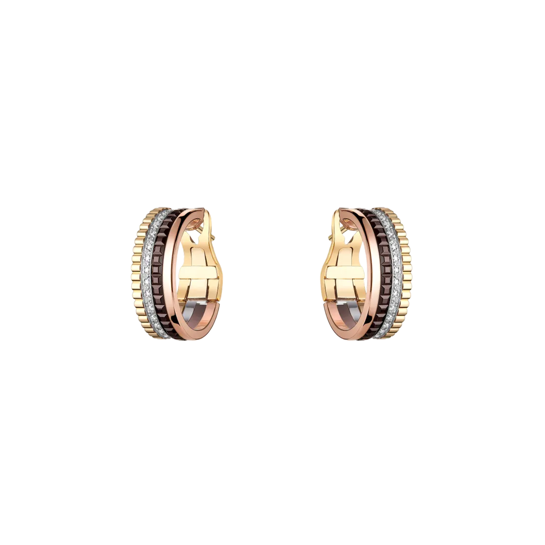 Gioiello in oro bianco giallo rosa Orecchini a cerchio Quatre Classique Boucheron