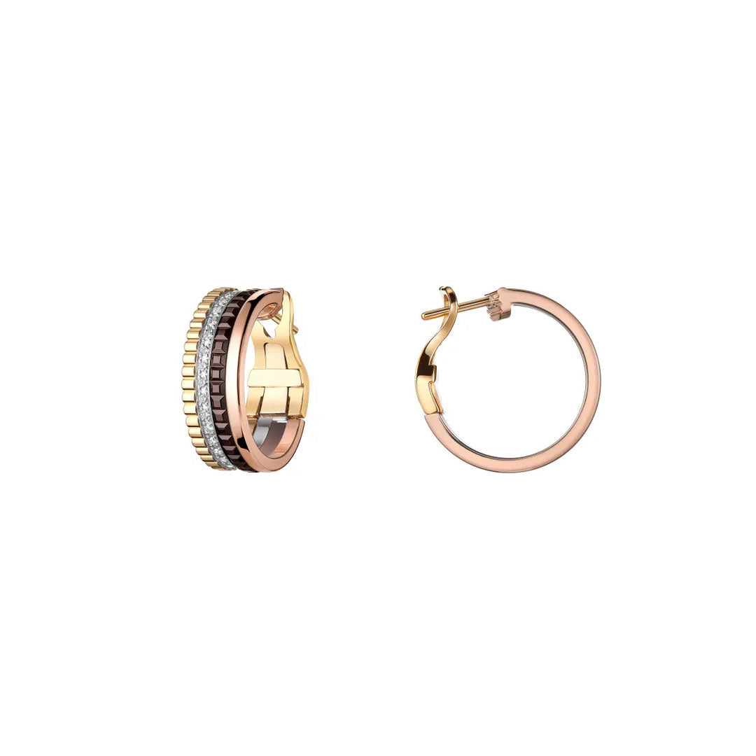 Earrings in white, yellow, and rose gold Quatre Classique Hoop Earrings Boucheron
