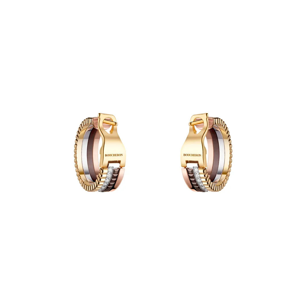 Earrings in white, yellow, and rose gold Quatre Classique Hoop Earrings Boucheron