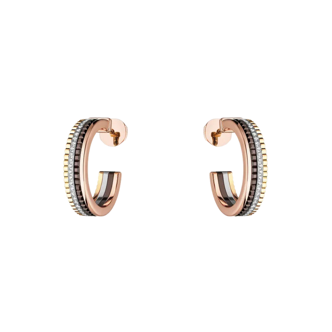 Earrings in white, yellow, and rose gold Quatre Classique Hoop Earrings Boucheron