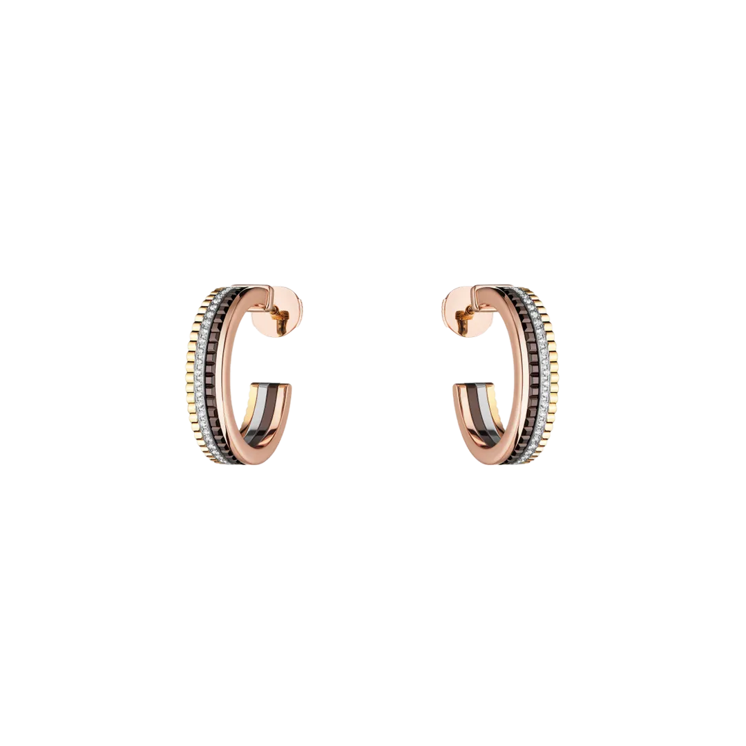 Earrings in white, yellow, and rose gold Quatre Classique Hoop Earrings Boucheron