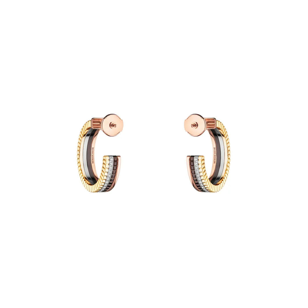 Gioiello in oro bianco giallo rosa Orecchini a cerchio Quatre Classique Boucheron