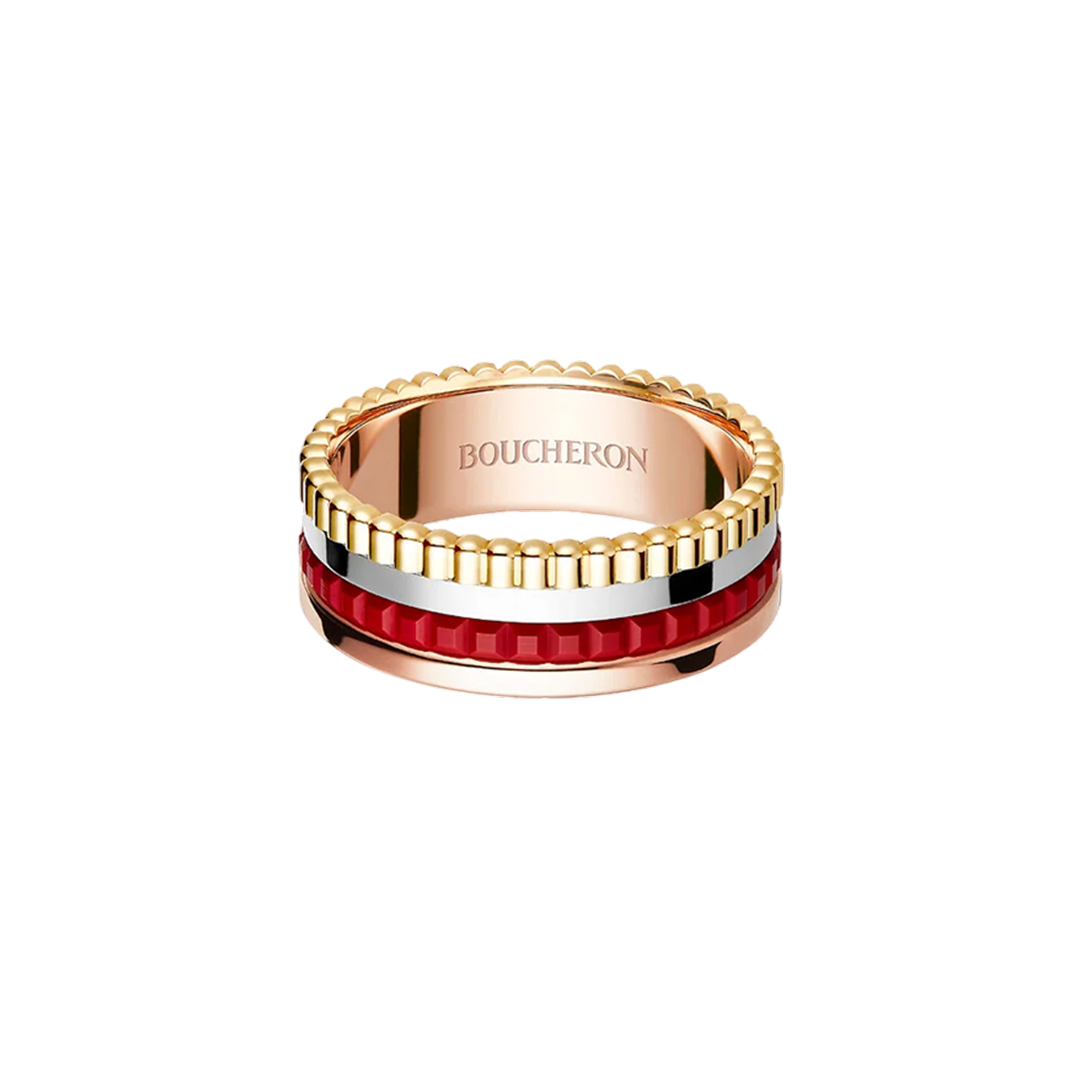 Ring in white, yellow, and rose gold Quatre Red Edition Ring Boucheron