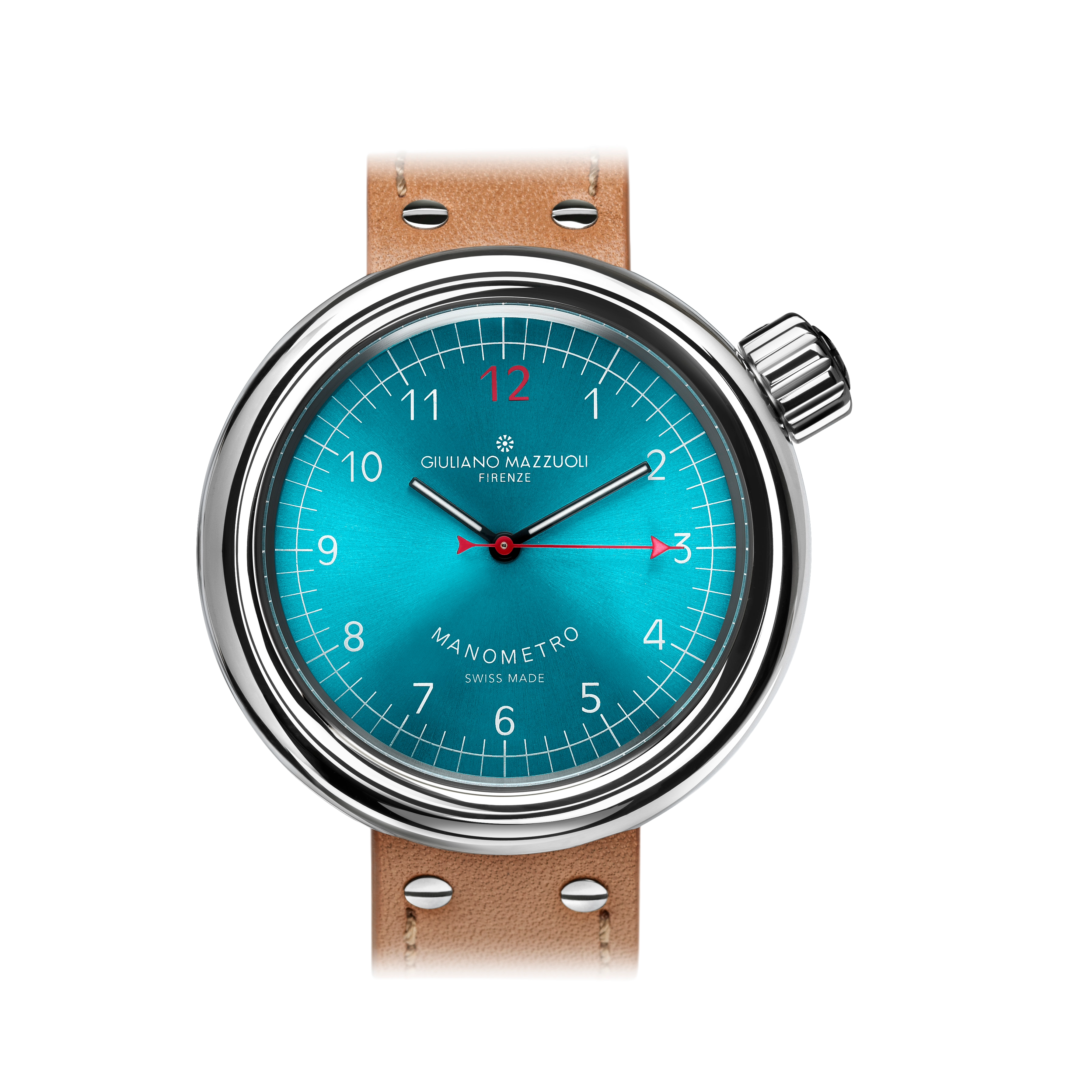 Watch in steel Manometro Polished Acquamarine Mazzuoli
