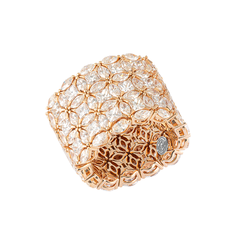 Gioiello in oro rosa Anello Diade Full Pavé in oro rosa Pisa diamanti