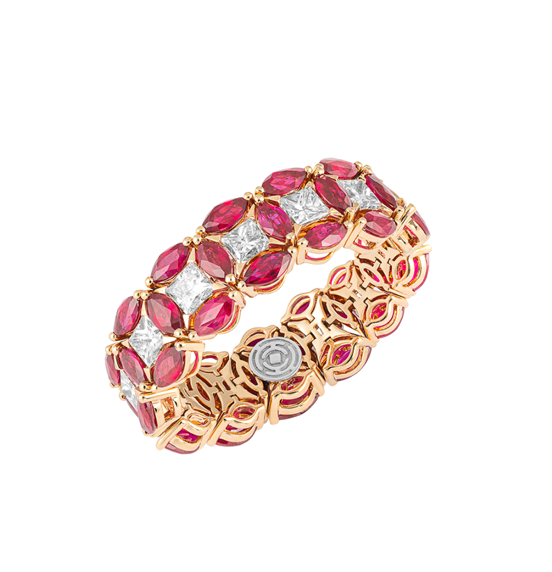 Gioiello in oro rosa Anello Diade Full Pavé in oro rosa Pisa diamanti