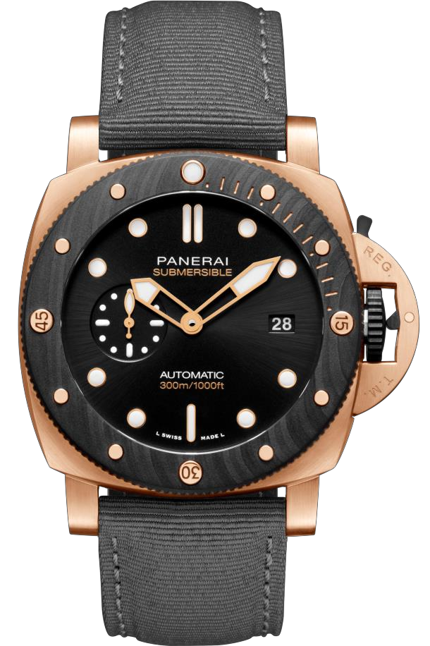 Watch in carbon and rose gold Submersible QuarantaQuattro Goldtech™ OroCarbo Panerai