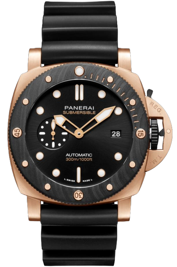 Watch in carbon and rose gold Submersible QuarantaQuattro Goldtech™ OroCarbo Panerai