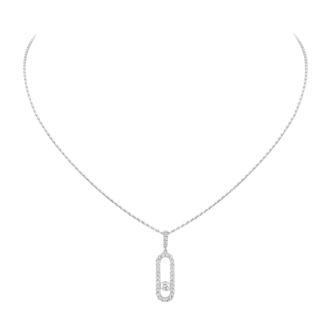 Gioiello in white gold Move Uno MG Pavé Necklace Messika