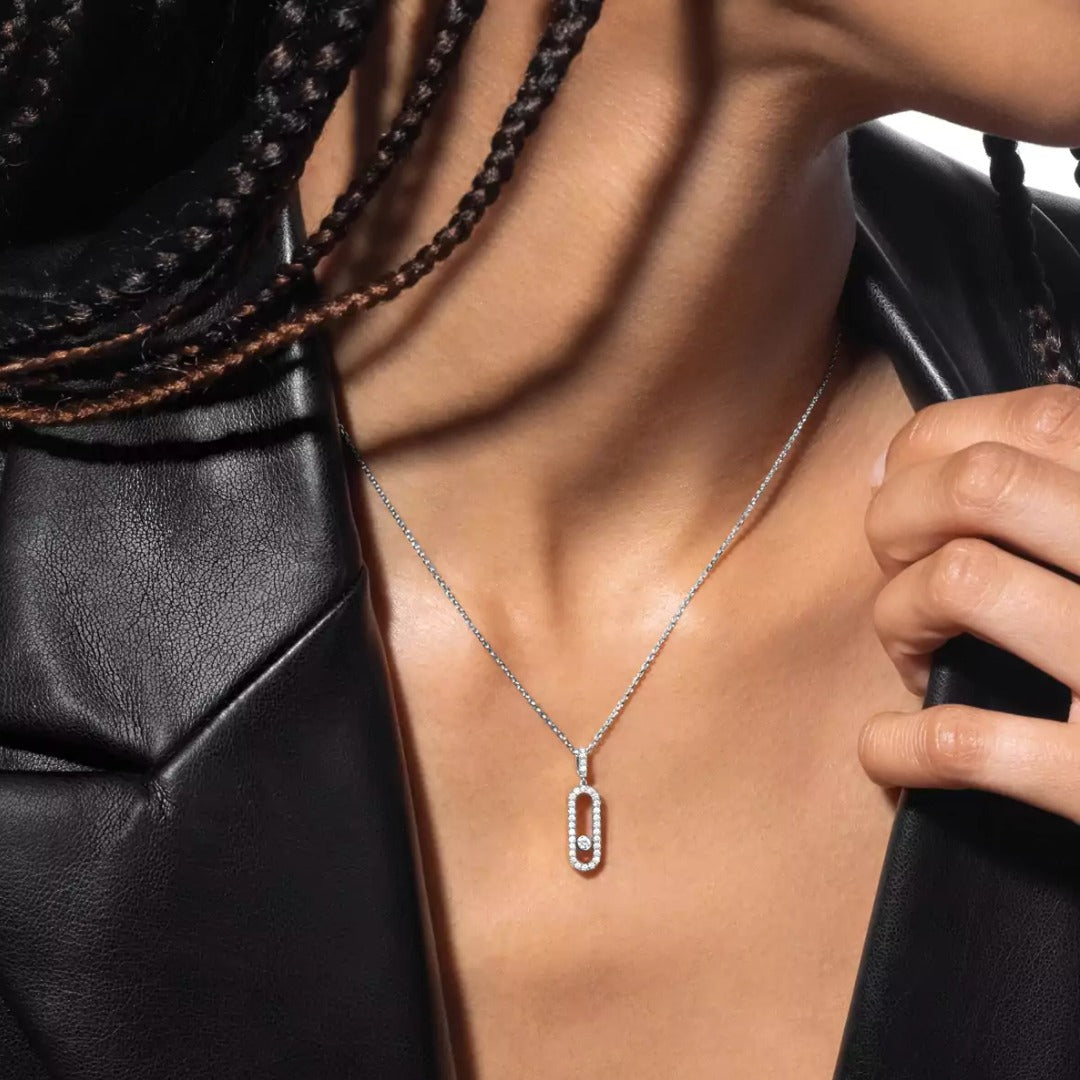 Gioiello in white gold Move Uno MG Pavé Necklace Messika