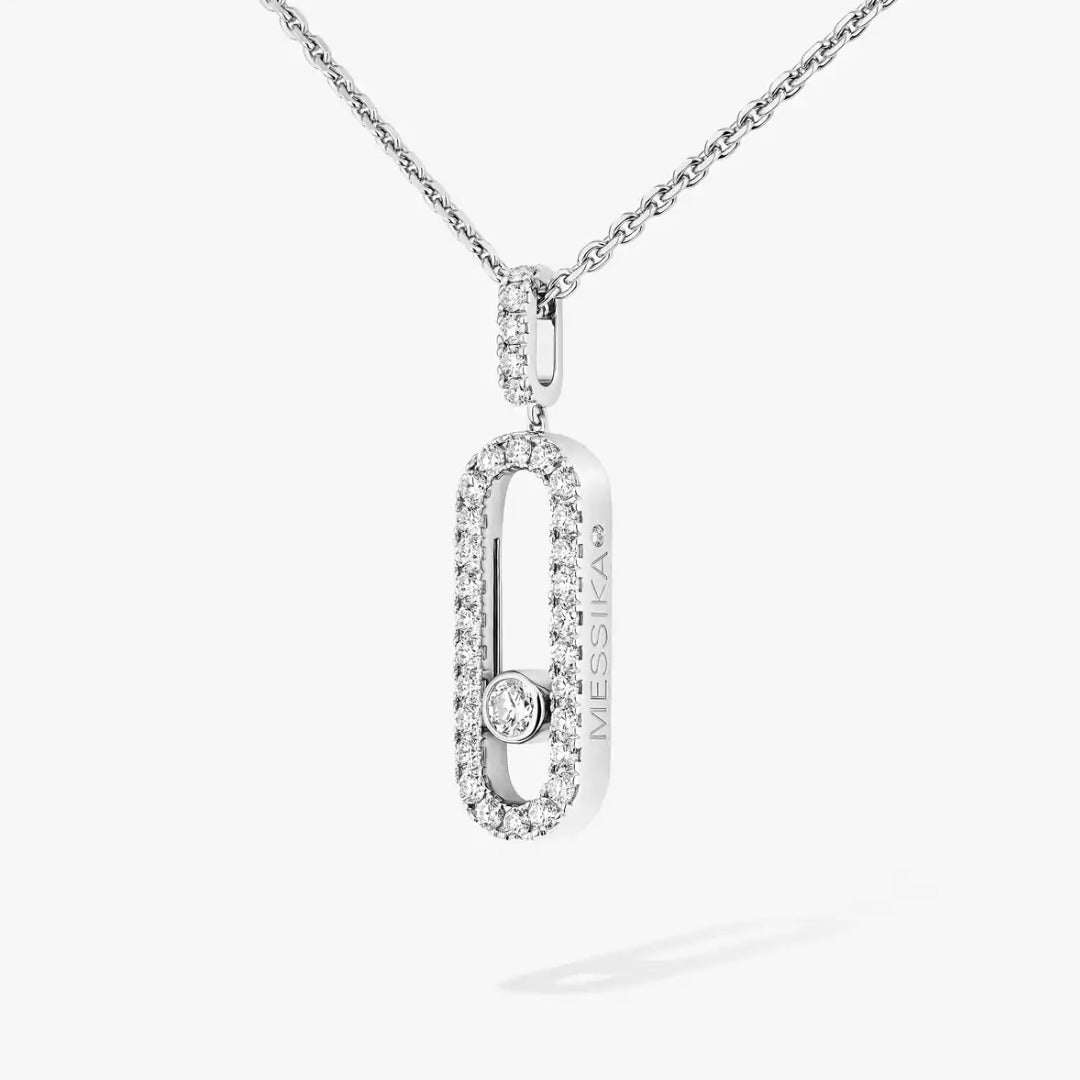 Gioiello in white gold Move Uno MG Pavé Necklace Messika