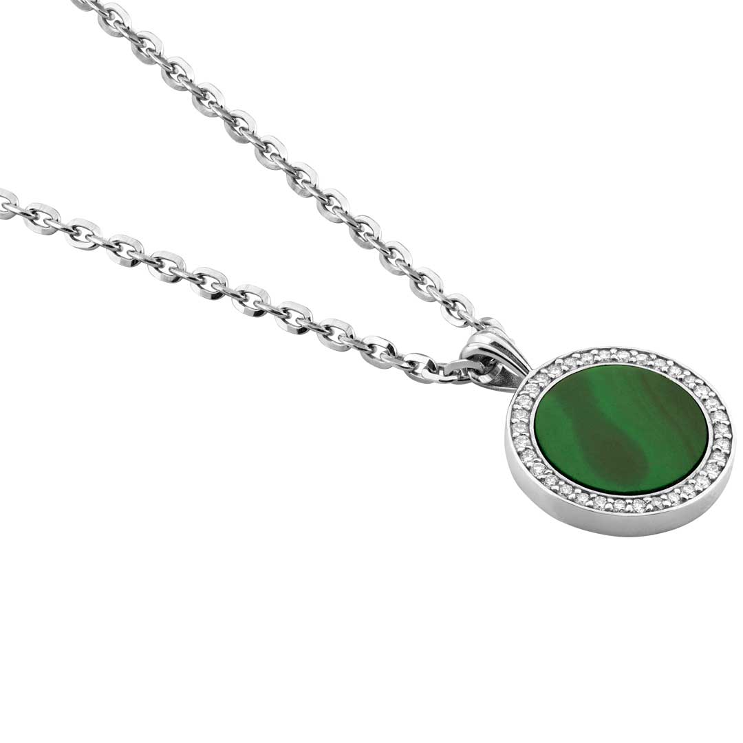 Gioiello in argento Collana in argento 925 malachite e diamante Emanuele bicocchi