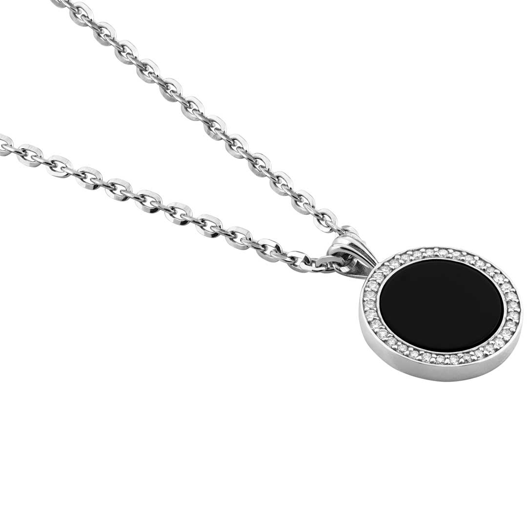 Gioiello in argento Collana in argento 925 onice e diamante Emanuele bicocchi
