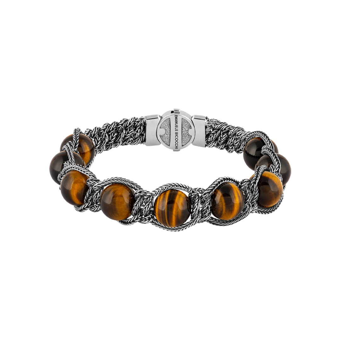 Silver Bracelet with Tiger’s Eye Beads