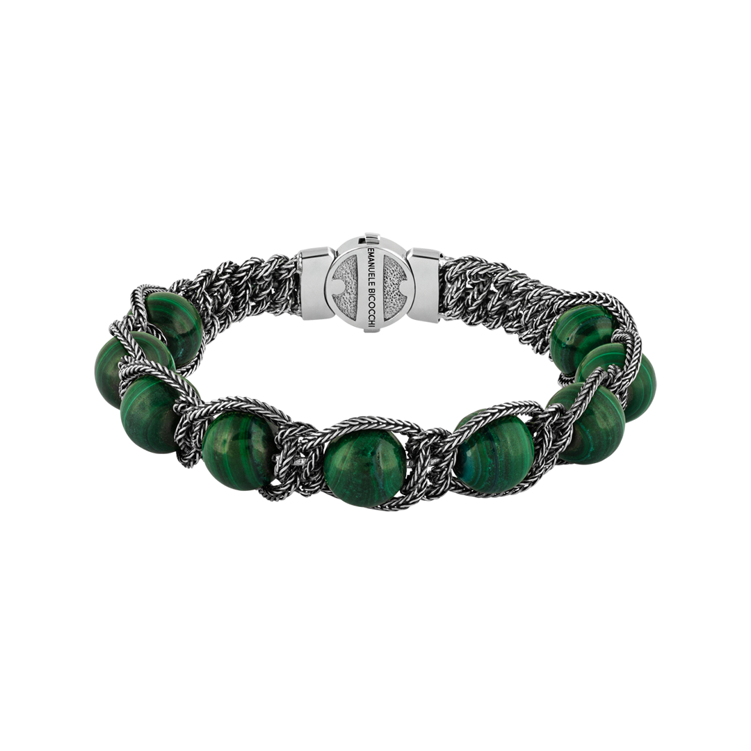 Bracelet in silver Silver bracelet with malachite beads Emanuele bicocchi