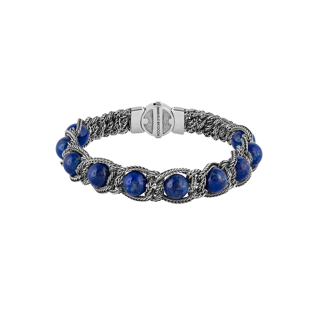 Gioiello in argento Bracciale in argento e sfere in lapis Emanuele bicocchi