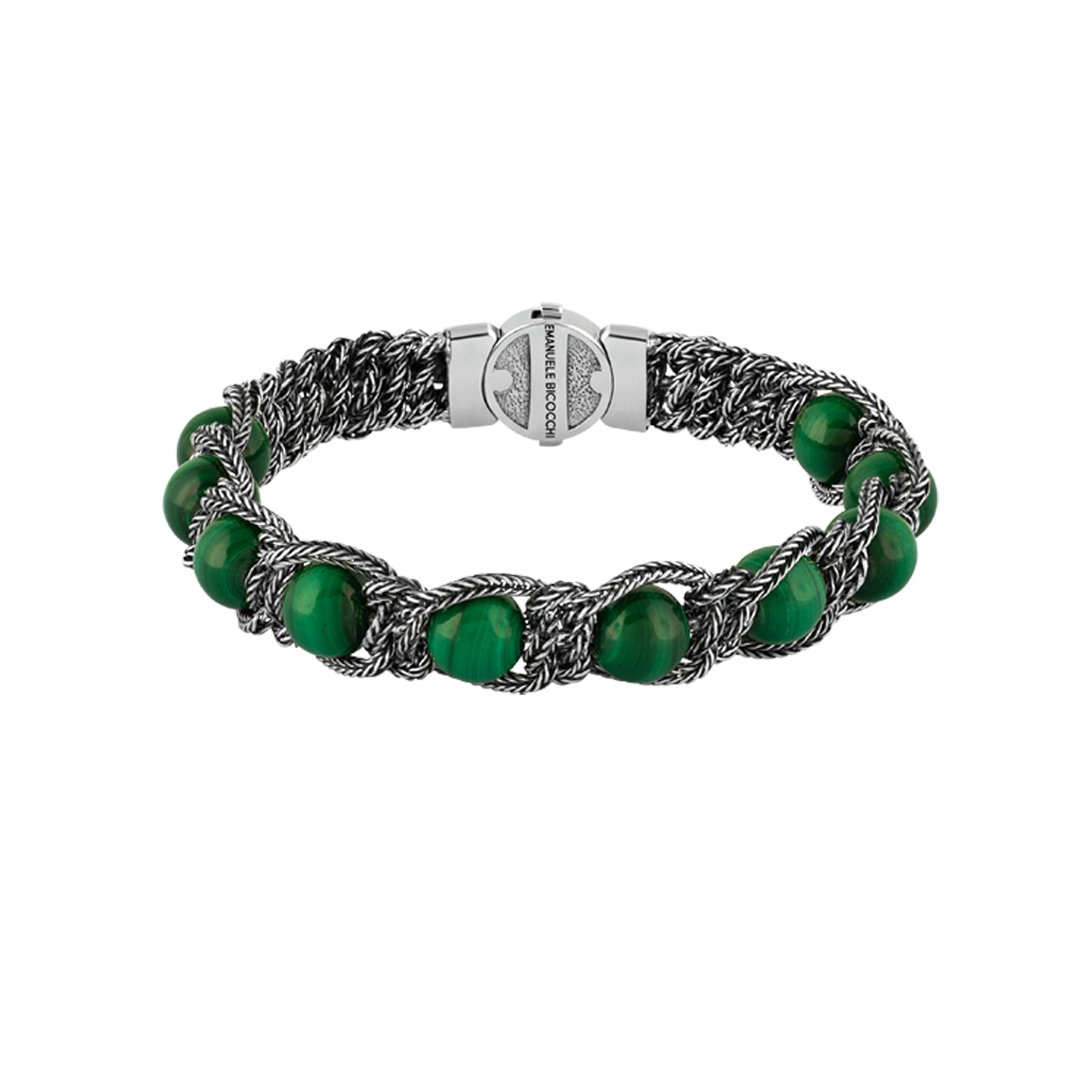 Bracelet in silver Silver bracelet with malachite beads Emanuele bicocchi