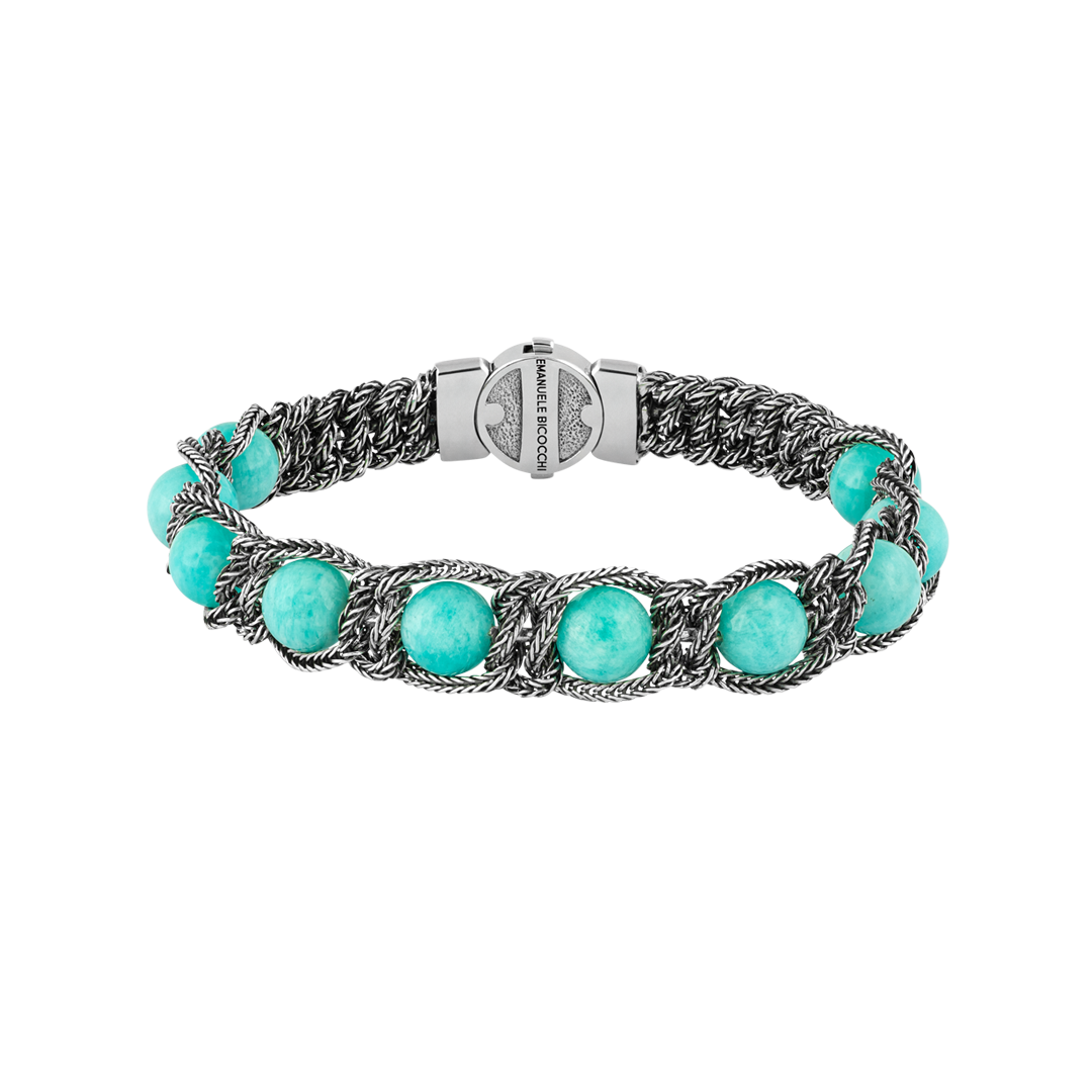Silver bracelet with amazonite beads