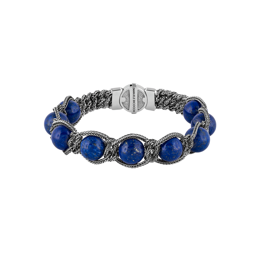 Gioiello in argento Bracciale in argento e sfere in lapis Emanuele bicocchi