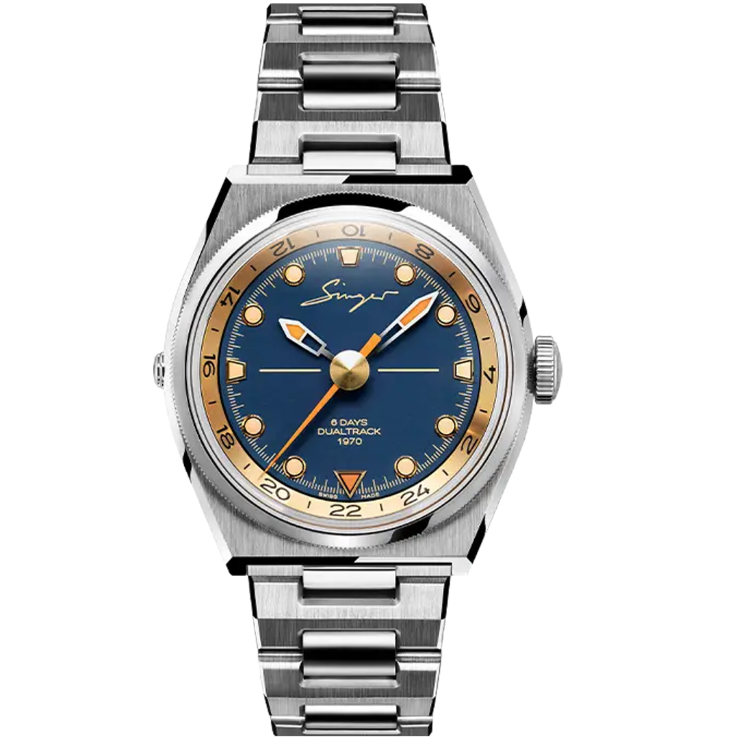 Orologio in acciaio 1970 DualTrack Singer