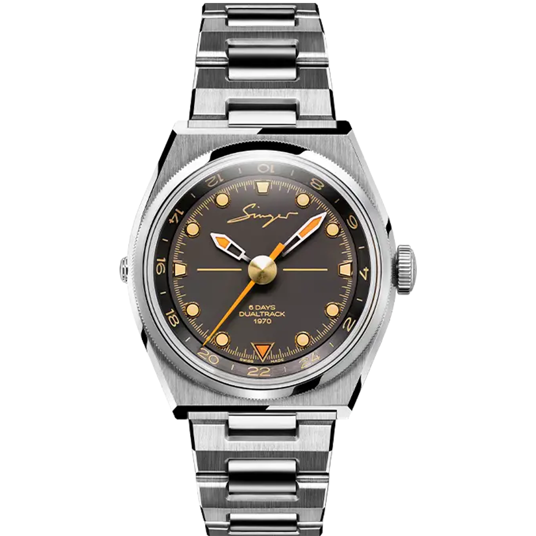 Orologio in acciaio 1970 DualTrack Singer