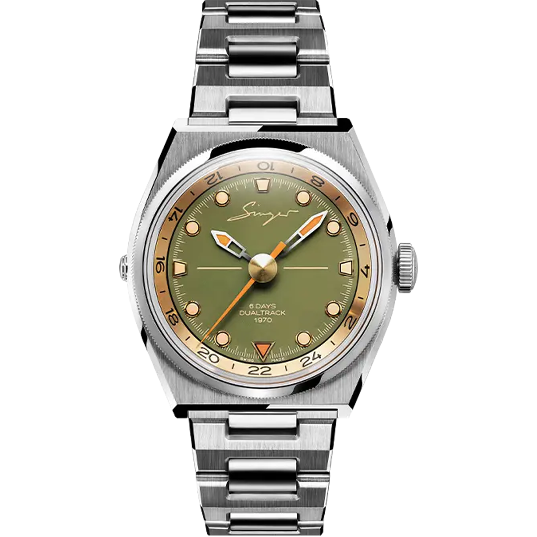 Watch in steel 1970 DualTrack Singer