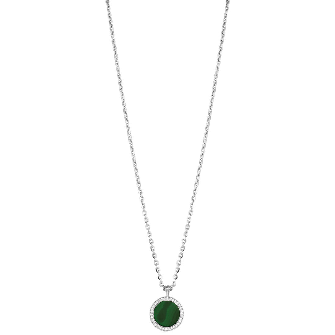 Collana in argento 925 malachite e diamante