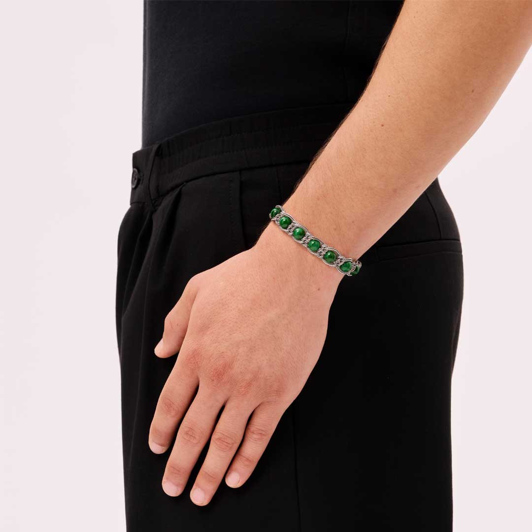 Bracelet in silver Silver bracelet with malachite beads Emanuele bicocchi