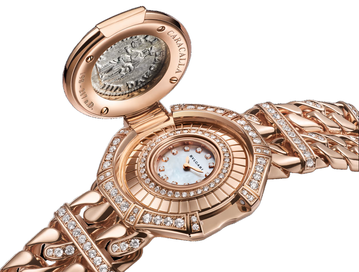 Orologio in oro rosa Monete Catene Secret Bulgari