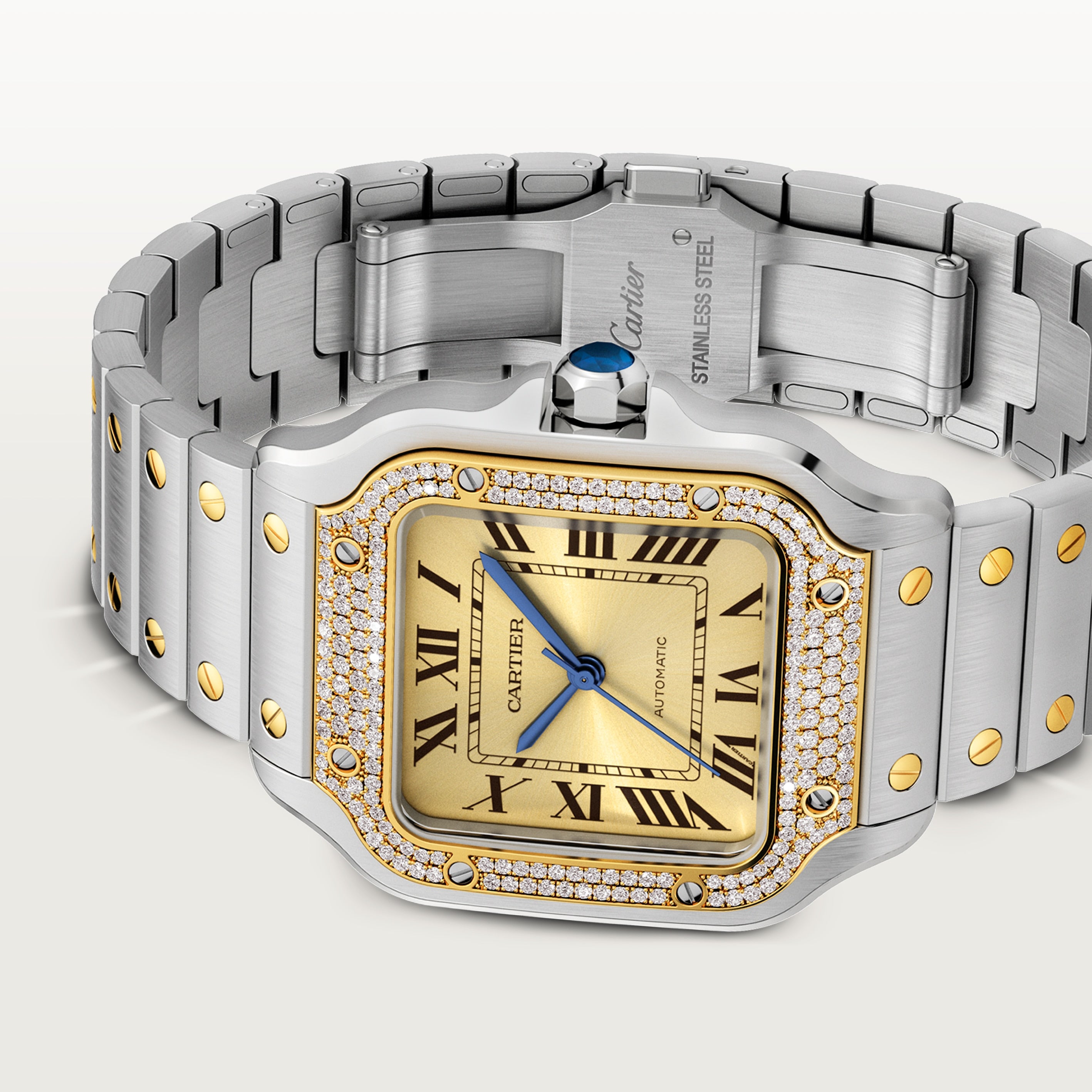 Orologio in acciaio e oro giallo Santos de Cartier Cartier