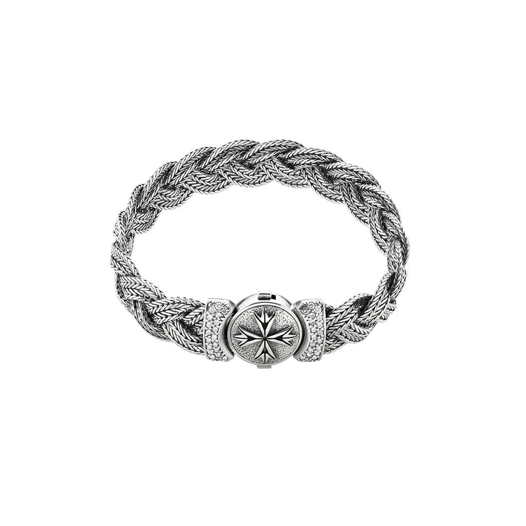 Gioiello in argento Bracciale Treccia Pavé Emanuele bicocchi