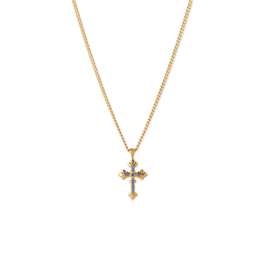 Avelli Cross Necklace Sapphires (small)