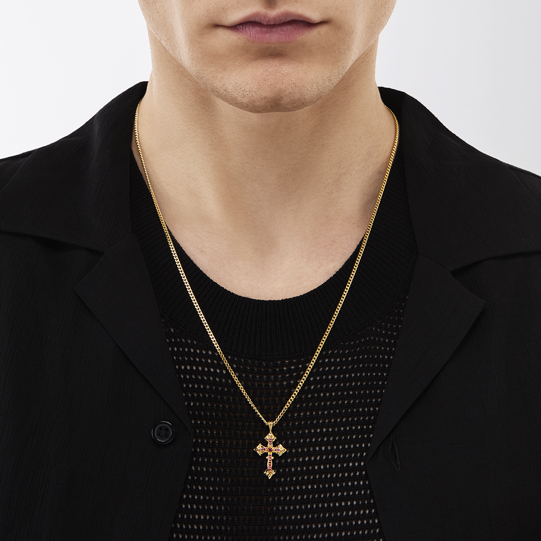 Gioiello in oro giallo Collana Croce Avelli Rubini (piccola) Emanuele bicocchi