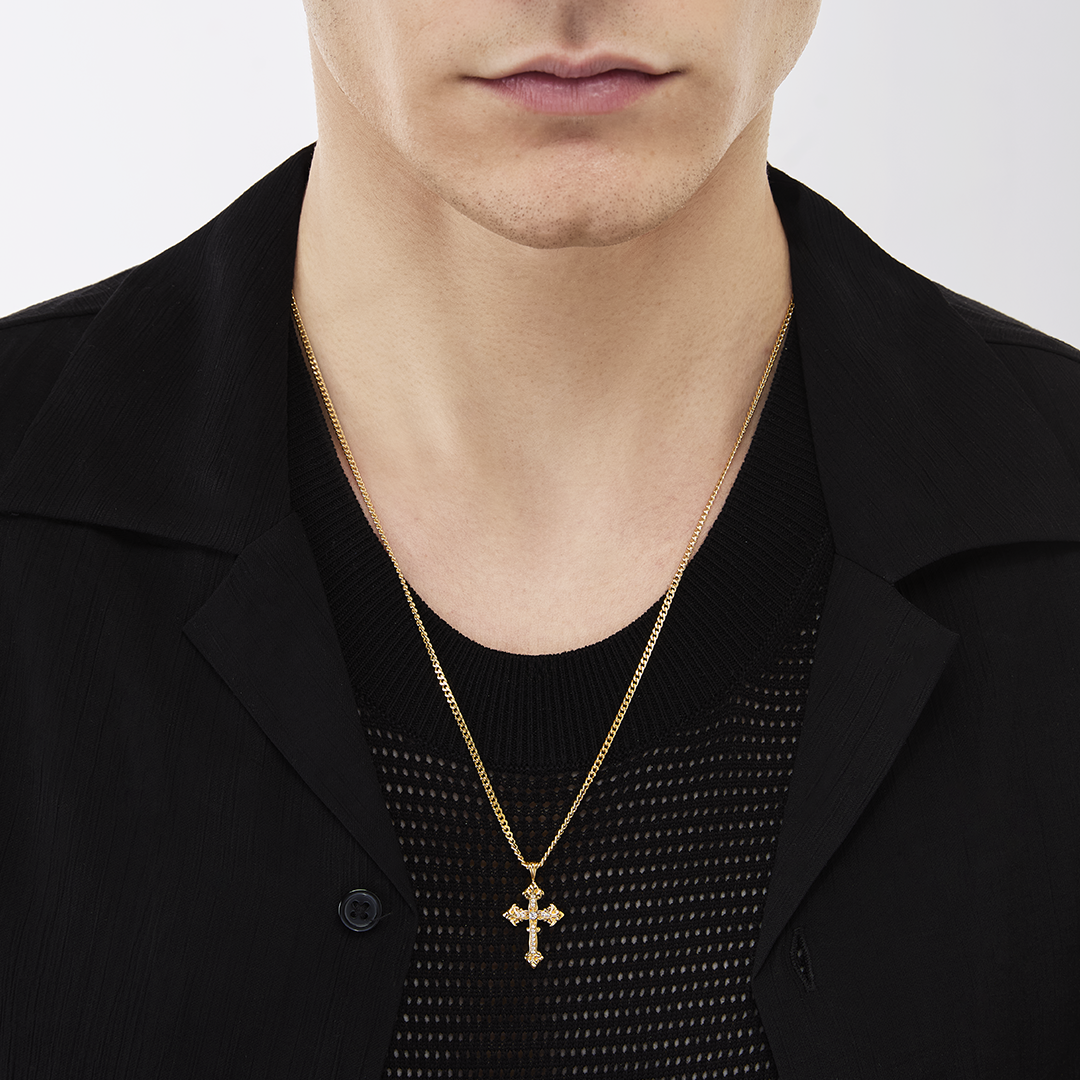 Gioiello in yellow gold Gold Avelli Cross Diamonds Necklace (small) Emanuele bicocchi