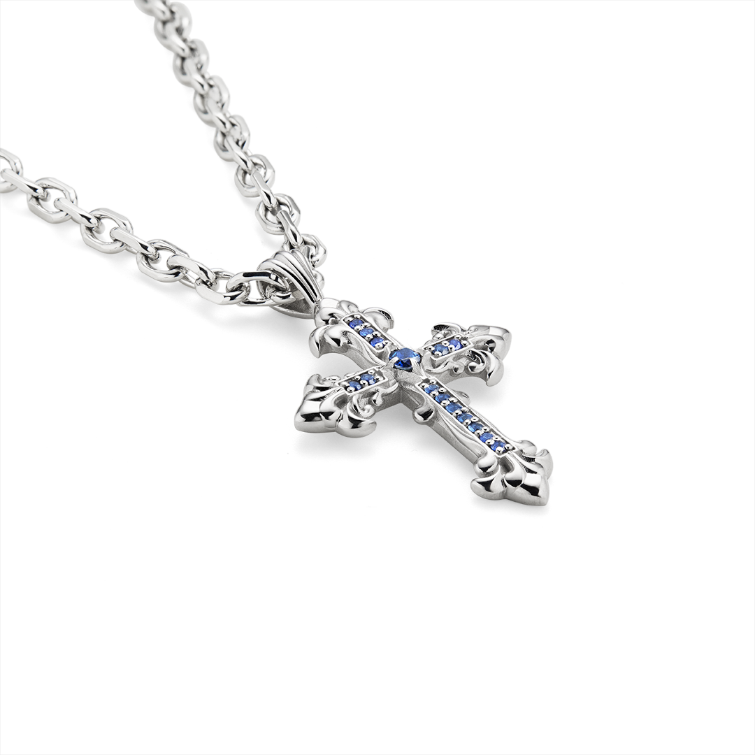Gioiello in silver Avelli Cross Sapphires Necklace Emanuele bicocchi