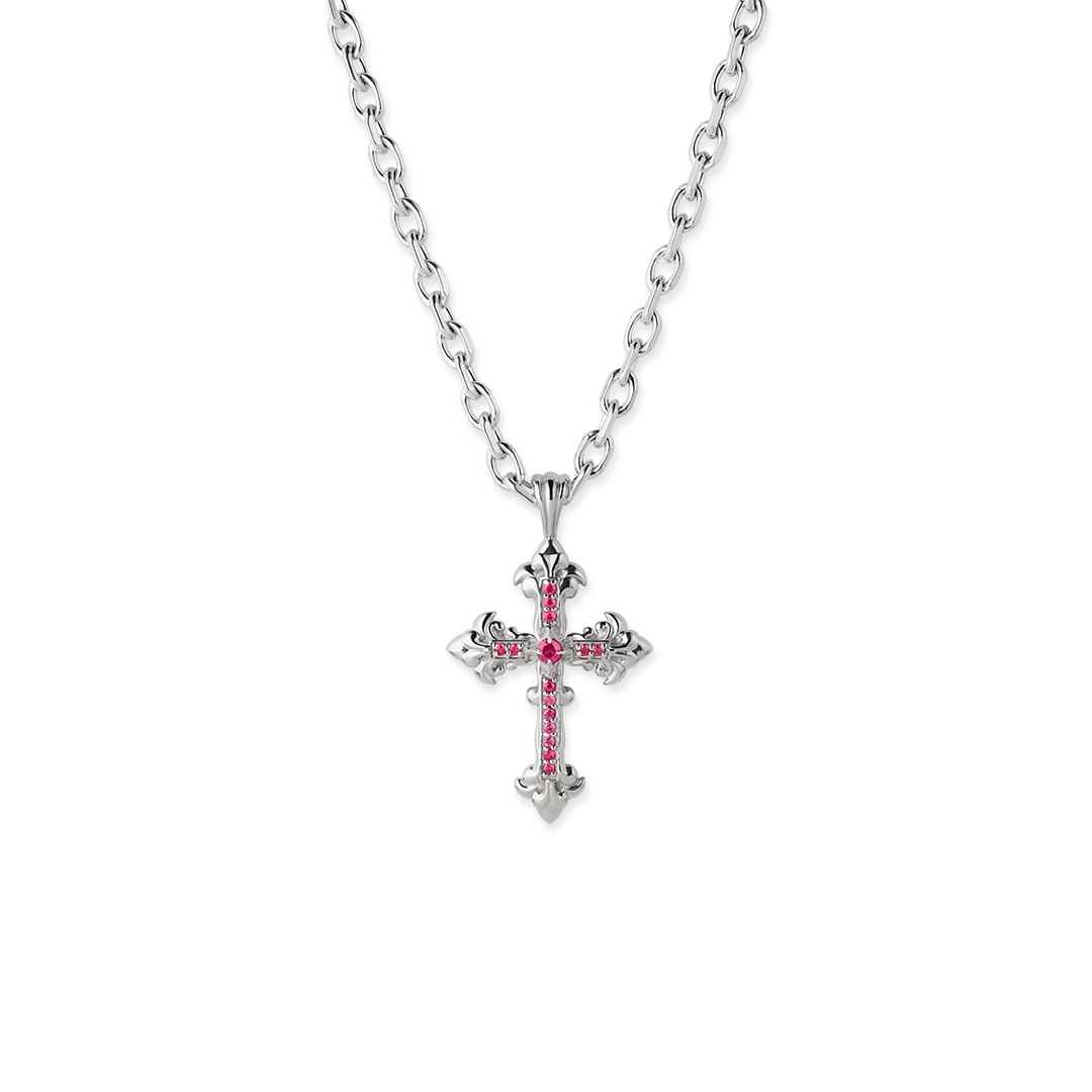 Gioiello in argento Collana Croce Avelli Rubini Emanuele bicocchi