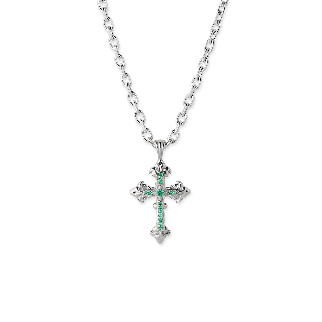 Gioiello in argento Collana Croce Avelli Smeraldi Emanuele bicocchi