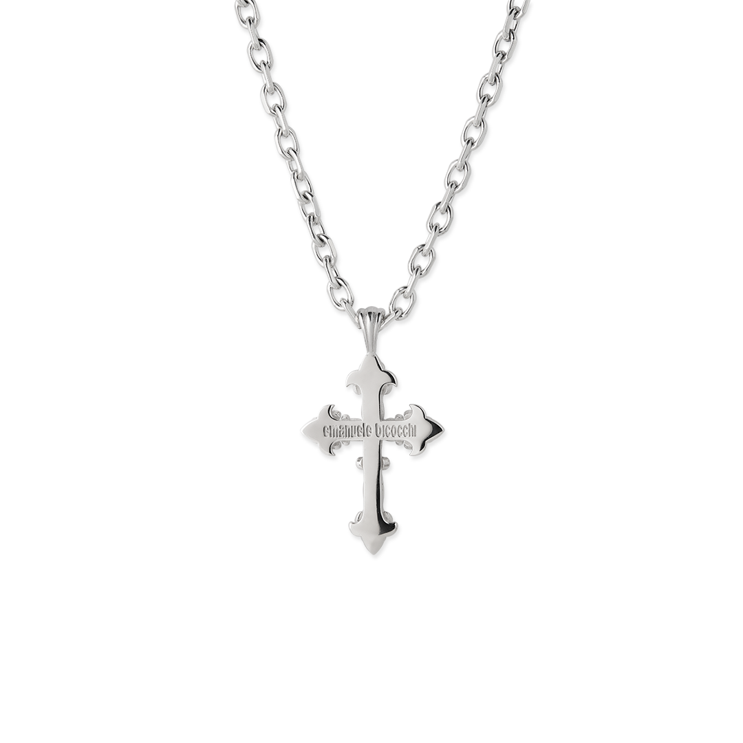 Gioiello in argento Collana Croce Avelli Smeraldi Emanuele bicocchi