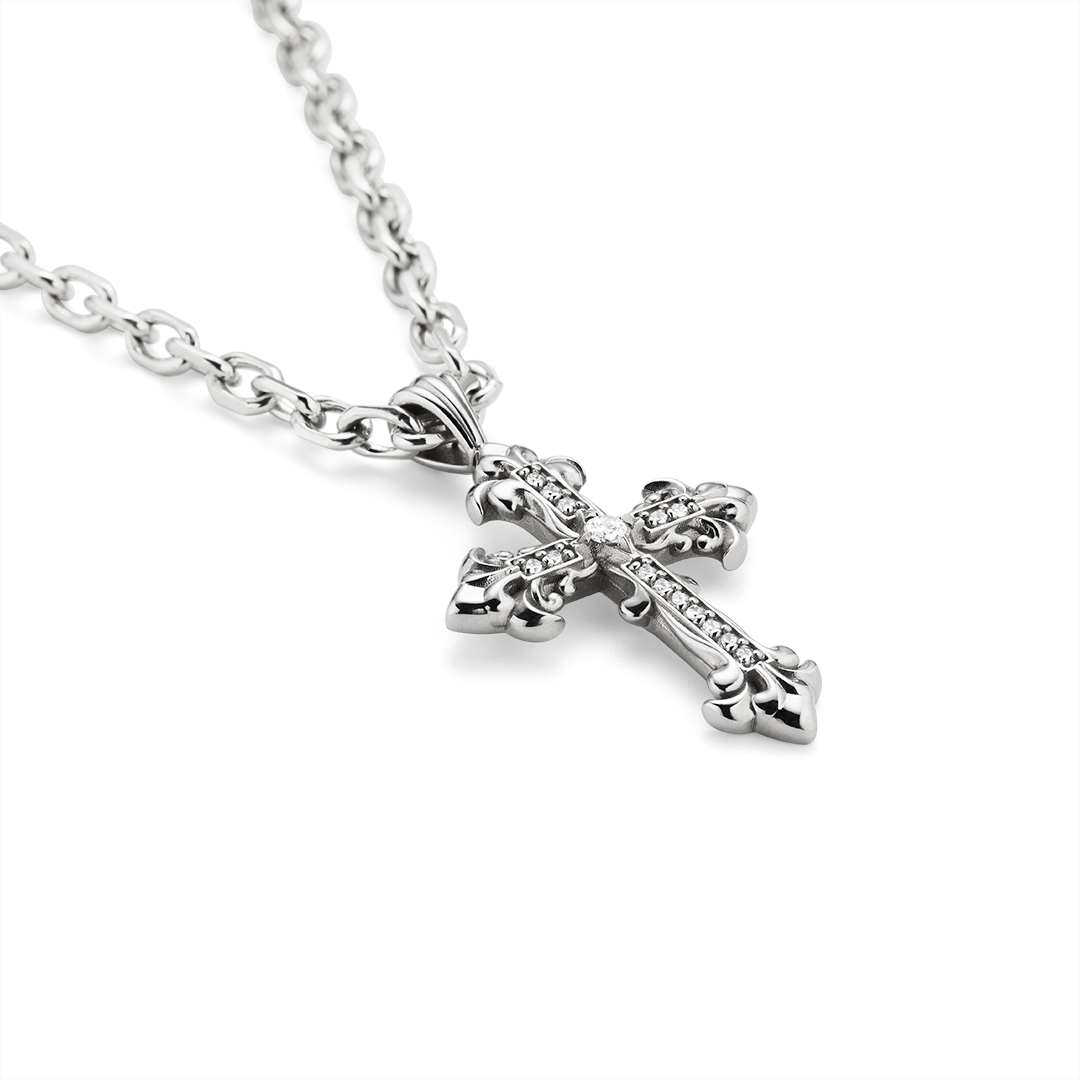 Gioiello in argento Collana Croce Avelli Diamanti Emanuele bicocchi