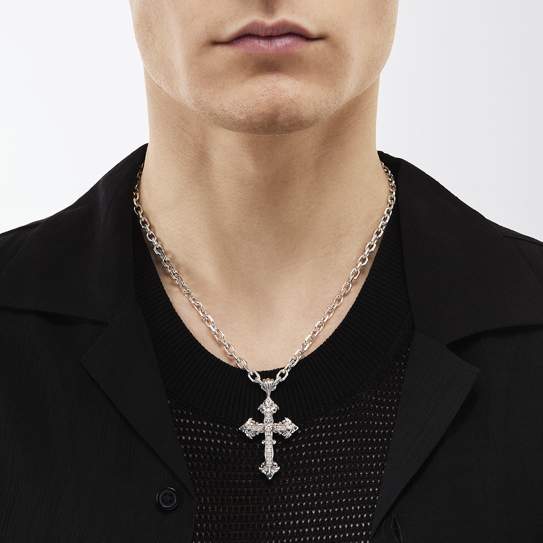 Gioiello in argento Collana Croce Avelli Diamanti Emanuele bicocchi