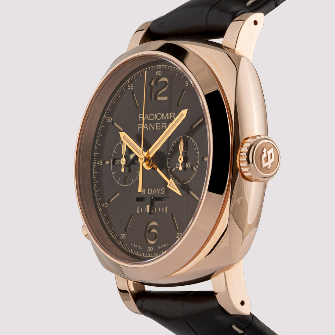 Orologio in oro rosa Radiomir 1940 Cronografo Monopulsante 8 Giorni GMT Panerai
